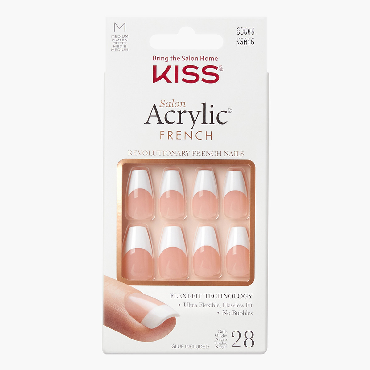 Kiss Cosmetics Salon Acrylic French Manicure Nail Set-beautyandpersonalcare-makeup-nails-artificialnails-image-1