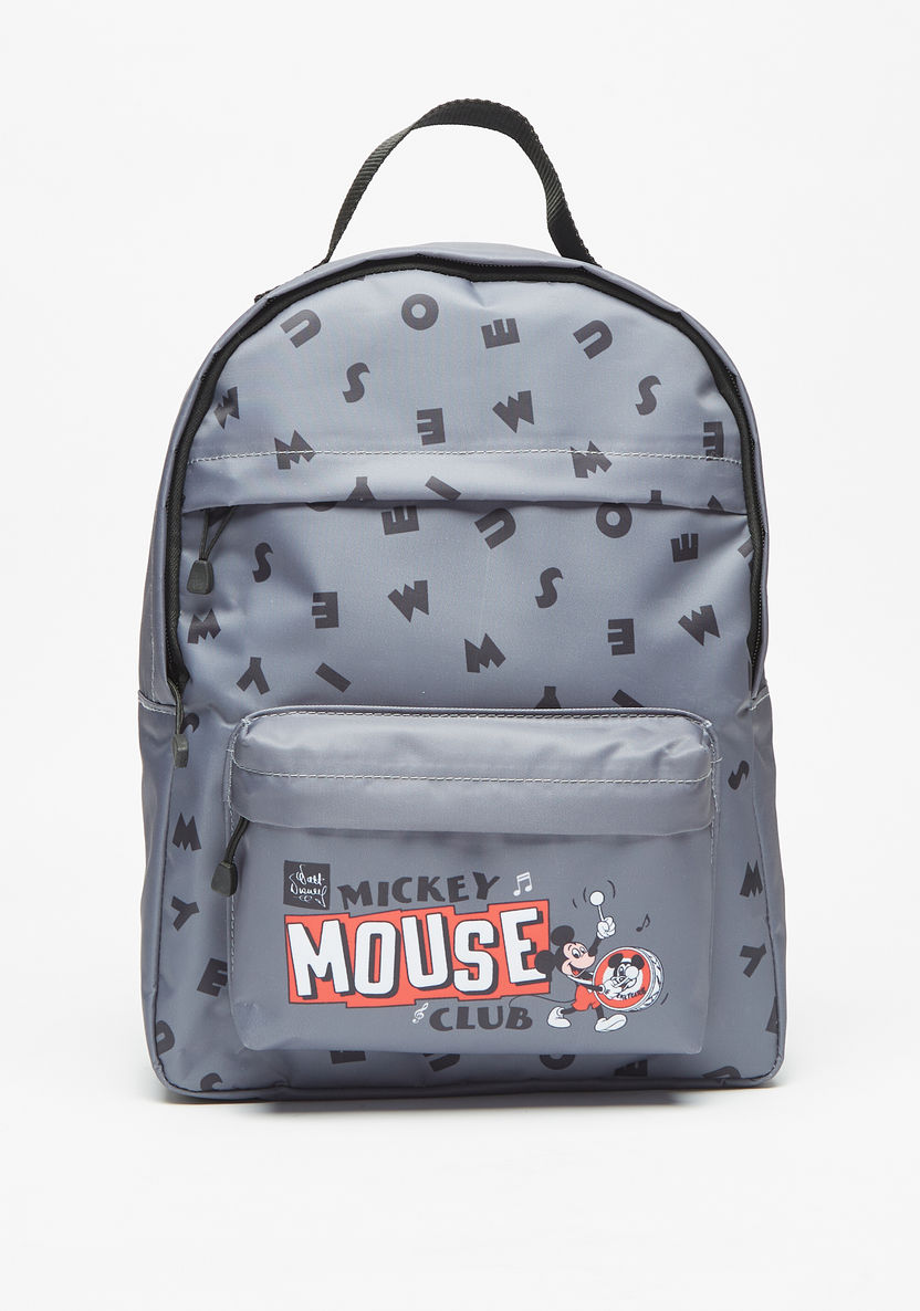 Disney Mickey Mouse Print Backpack with Zip Closure-Boy%27s Backpacks-image-0