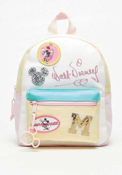 Disney Minnie Mouse Embellished Coloublocked Backpack with Dual Straps-Girl%27s Backpacks-image-0