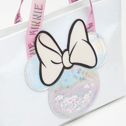 Disney Minnie Mouse Glittered Tote Bag with Applique Detail-Girl%27s Bags-image-2