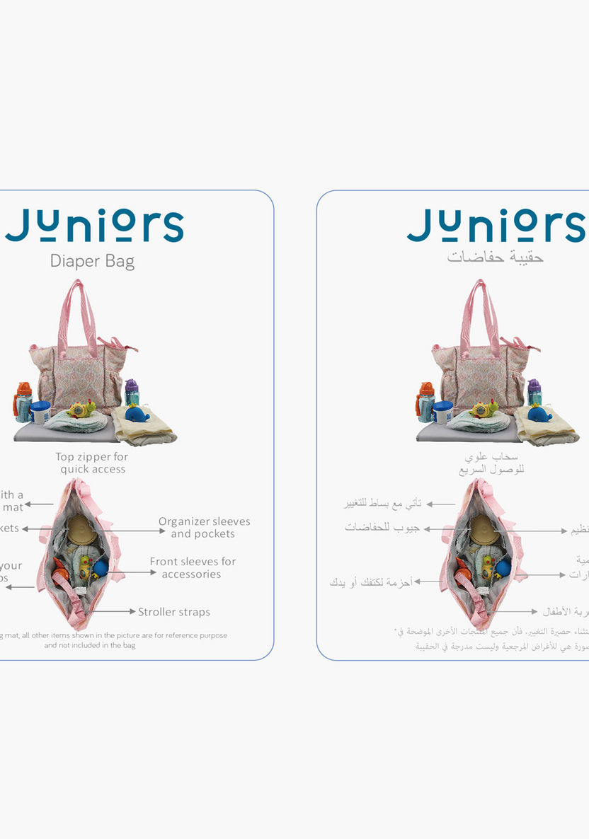 Juniors Printed Diaper Bag with Double Handle and Zip Closure-Diaper Bags-image-7