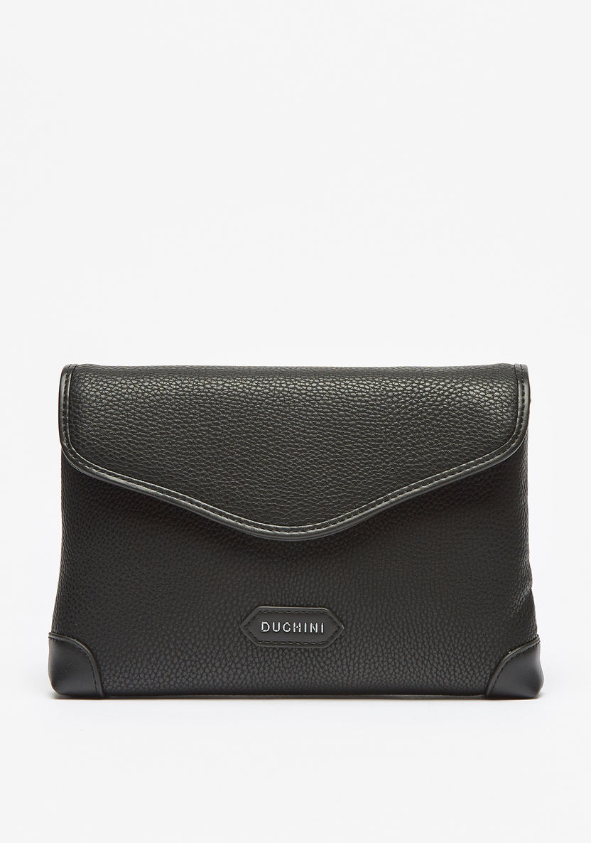 Duchini Textured Pouch with Button Closure and Wrist Loop-Men%27s Wallets%C2%A0& Pouches-image-0