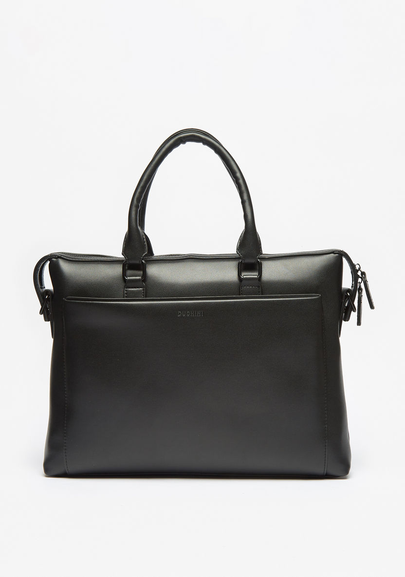 Duchini Solid Laptop Bag with Dual Handles and Zip Closure-Men%27s Handbags-image-2
