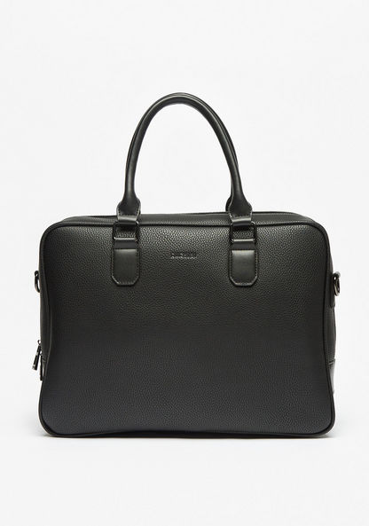 Duchini Textured Laptop Bag with Dual Handles and Zip Closure-Men%27s Handbags-image-0