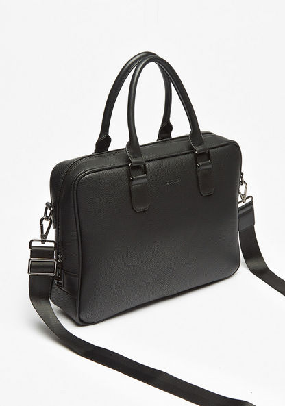 Duchini Textured Laptop Bag with Dual Handles and Zip Closure-Men%27s Handbags-image-1