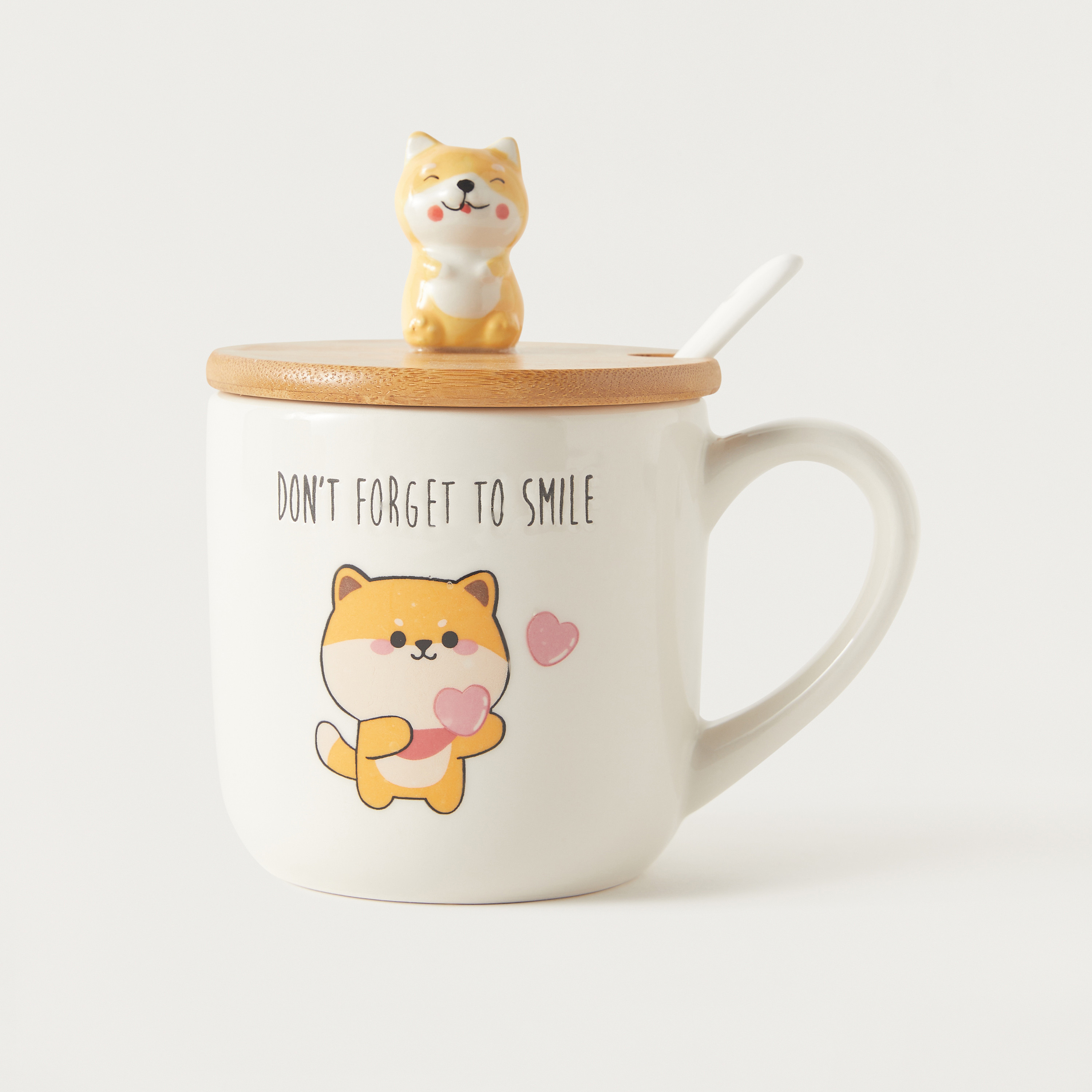 Fox Print Mug with Bamboo Lid and Spoon - 425 ml-household-dining-teaandcoffee-mugsandcups-image-2