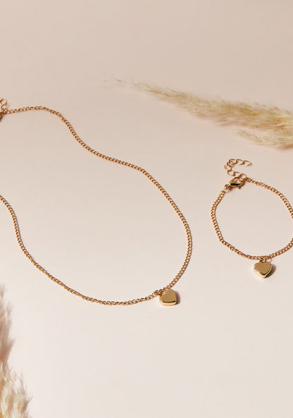 Charmz Heart Pendant Necklace and Bracelet Set-Jewellery-image-0