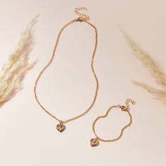 Charmz Embellished Pendant Necklace and Bracelet Set