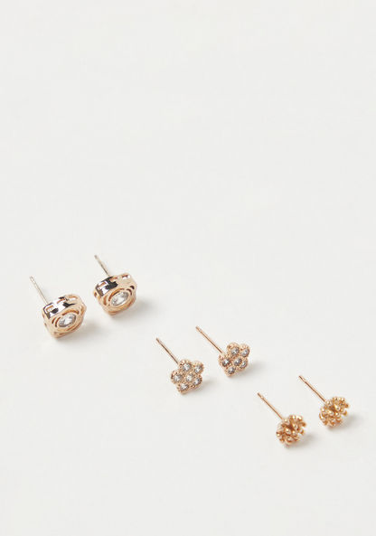 Charmz Assorted Studded Earrings - Set of 3-Jewellery-image-0