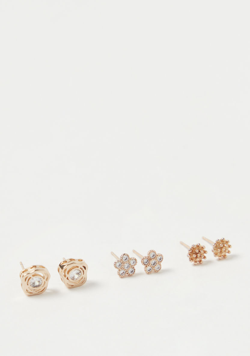 Charmz Assorted Studded Earrings - Set of 3-Jewellery-image-1