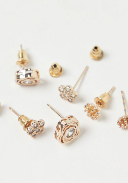 Charmz Assorted Studded Earrings - Set of 3-Jewellery-image-2