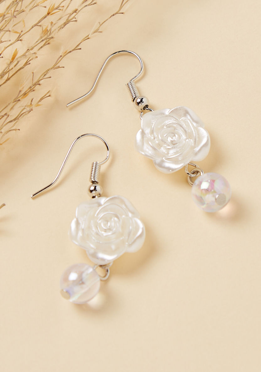 Charmz Embellished Flower Drop Earrings with Fish Hook-Jewellery-image-0