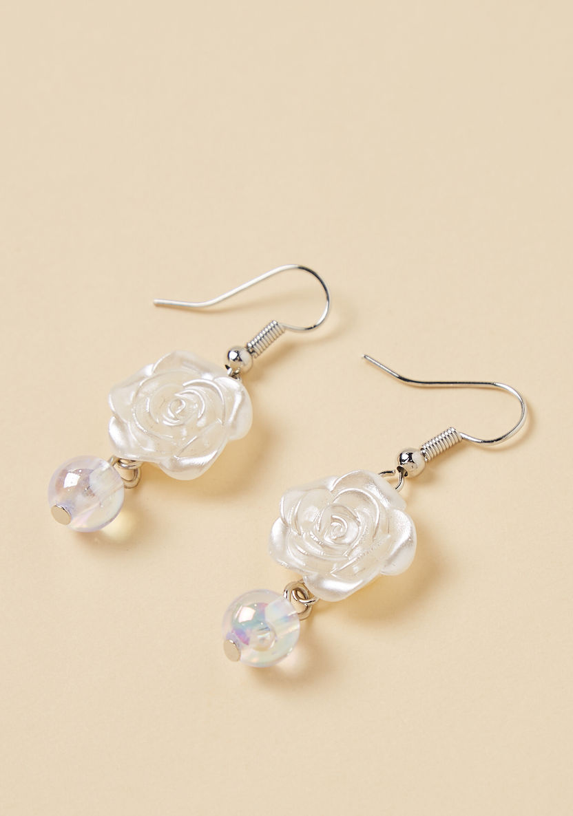 Charmz Embellished Flower Drop Earrings with Fish Hook-Jewellery-image-1