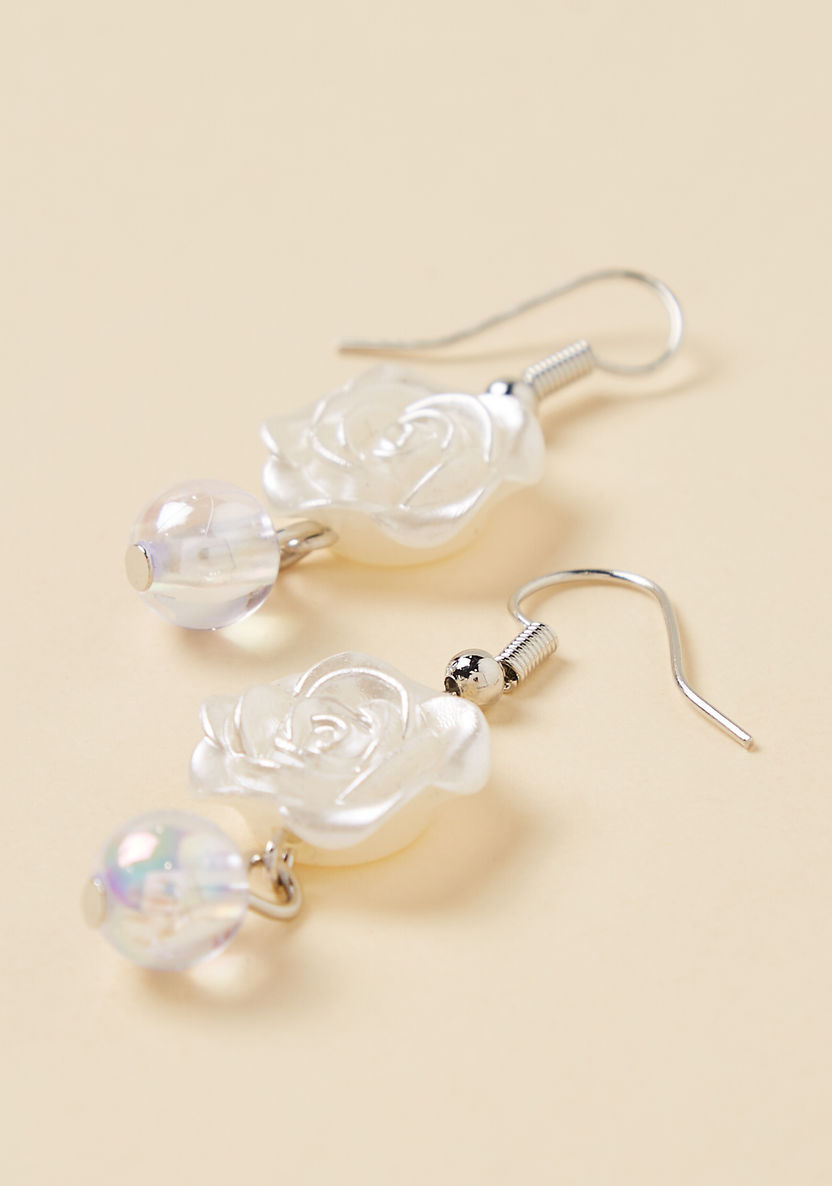 Charmz Embellished Flower Drop Earrings with Fish Hook-Jewellery-image-2