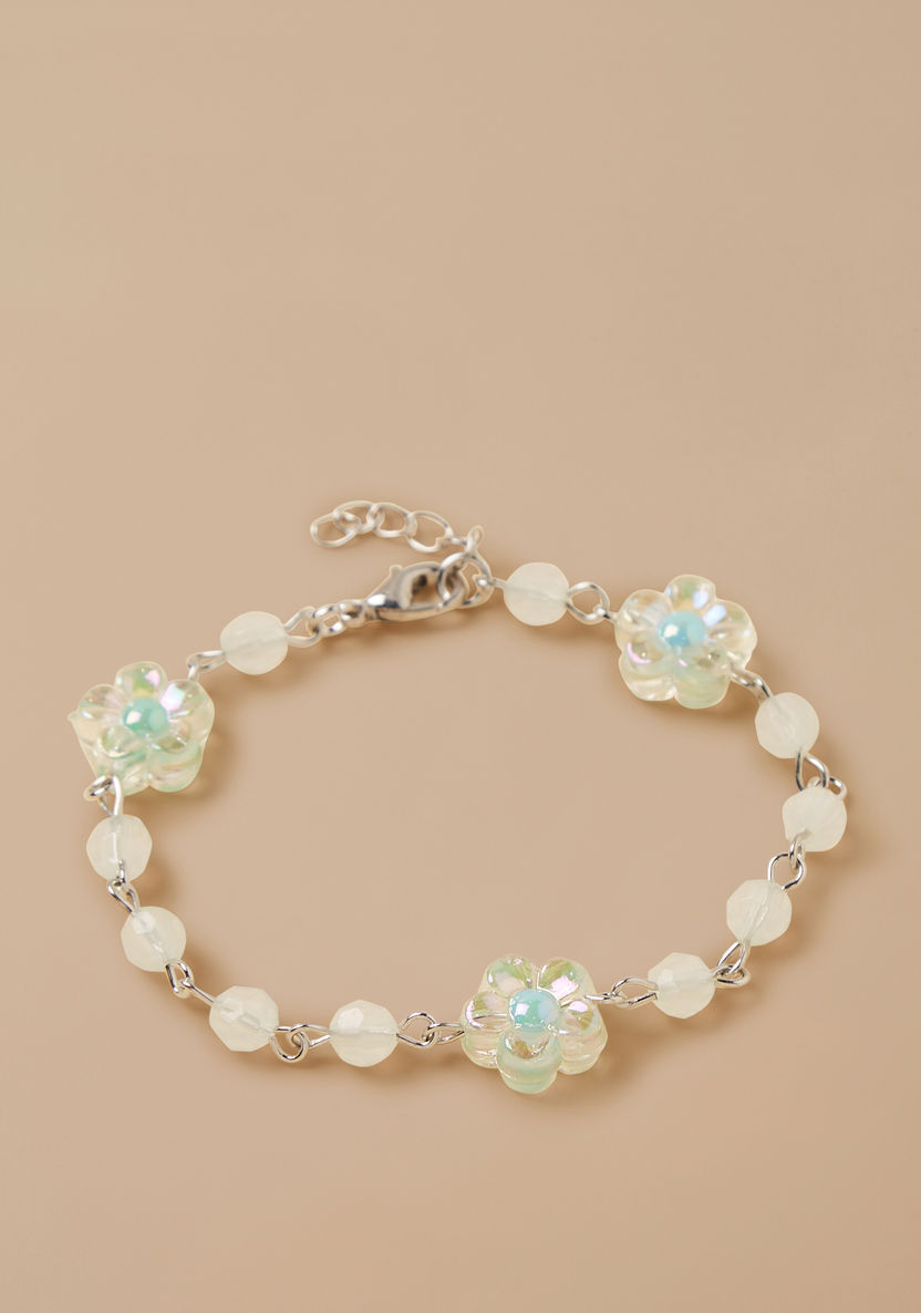 Charmz Floral Accented Bracelet and Earrings Set-Jewellery-image-1
