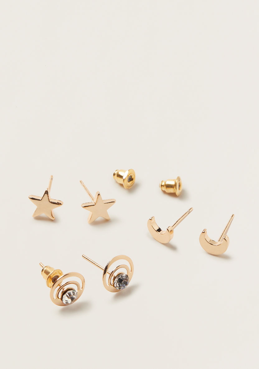 Charmz Stud Earrings with Pushback Closure - Set of 3-Jewellery-image-1
