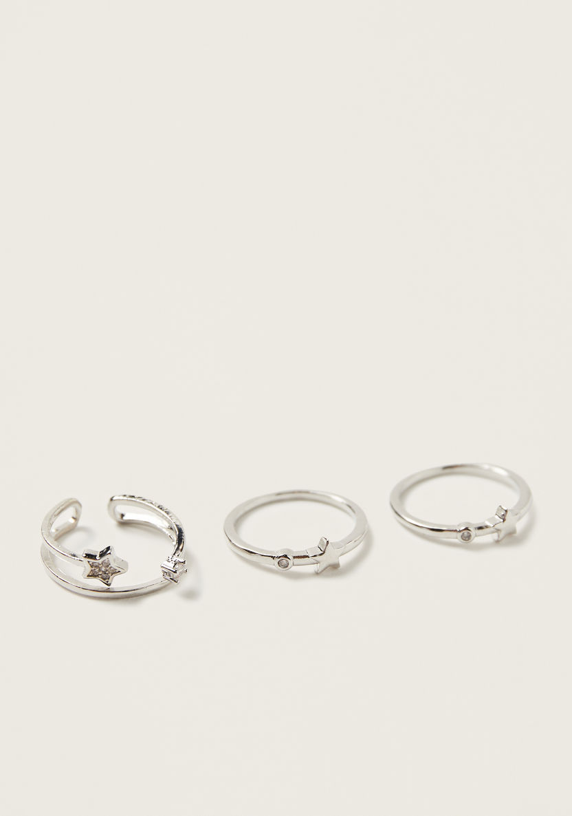 Charmz Star Textured Ring - Set of 3-Jewellery-image-0