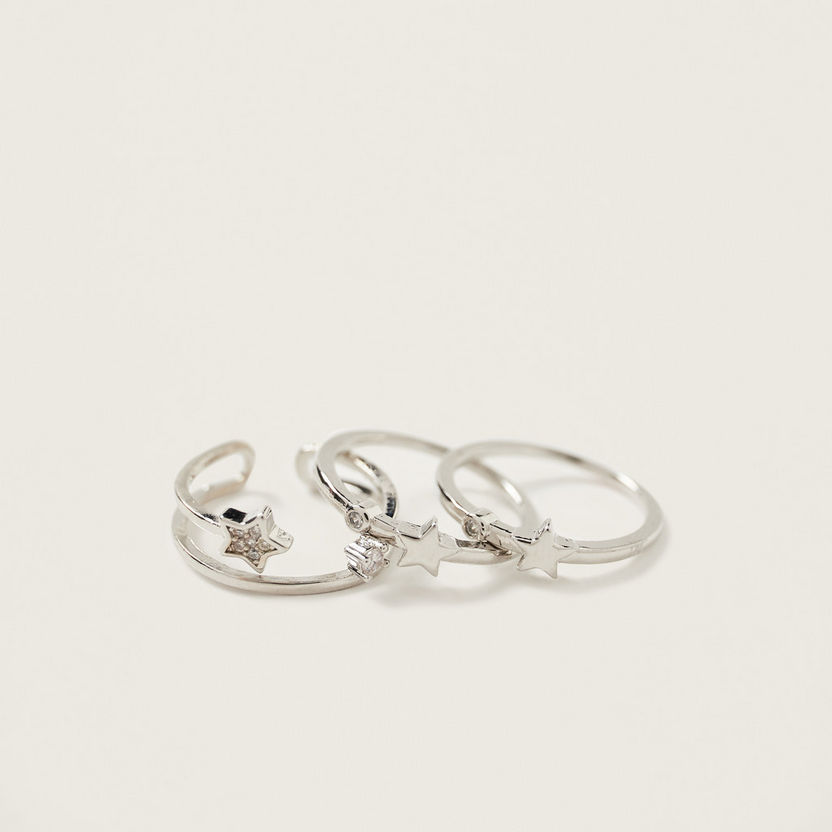 Charmz Star Textured Ring - Set of 3-Jewellery-image-2