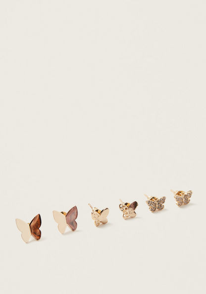 Charmz Butterfly Shaped Stud Earrings with Pushback Closure - Set of 3-Jewellery-image-0