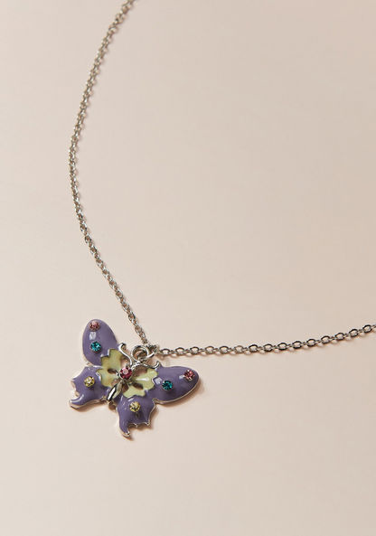 Charmz Studded Butterfly Pendant Necklace with Lobster Clasp Closure-Jewellery-image-1