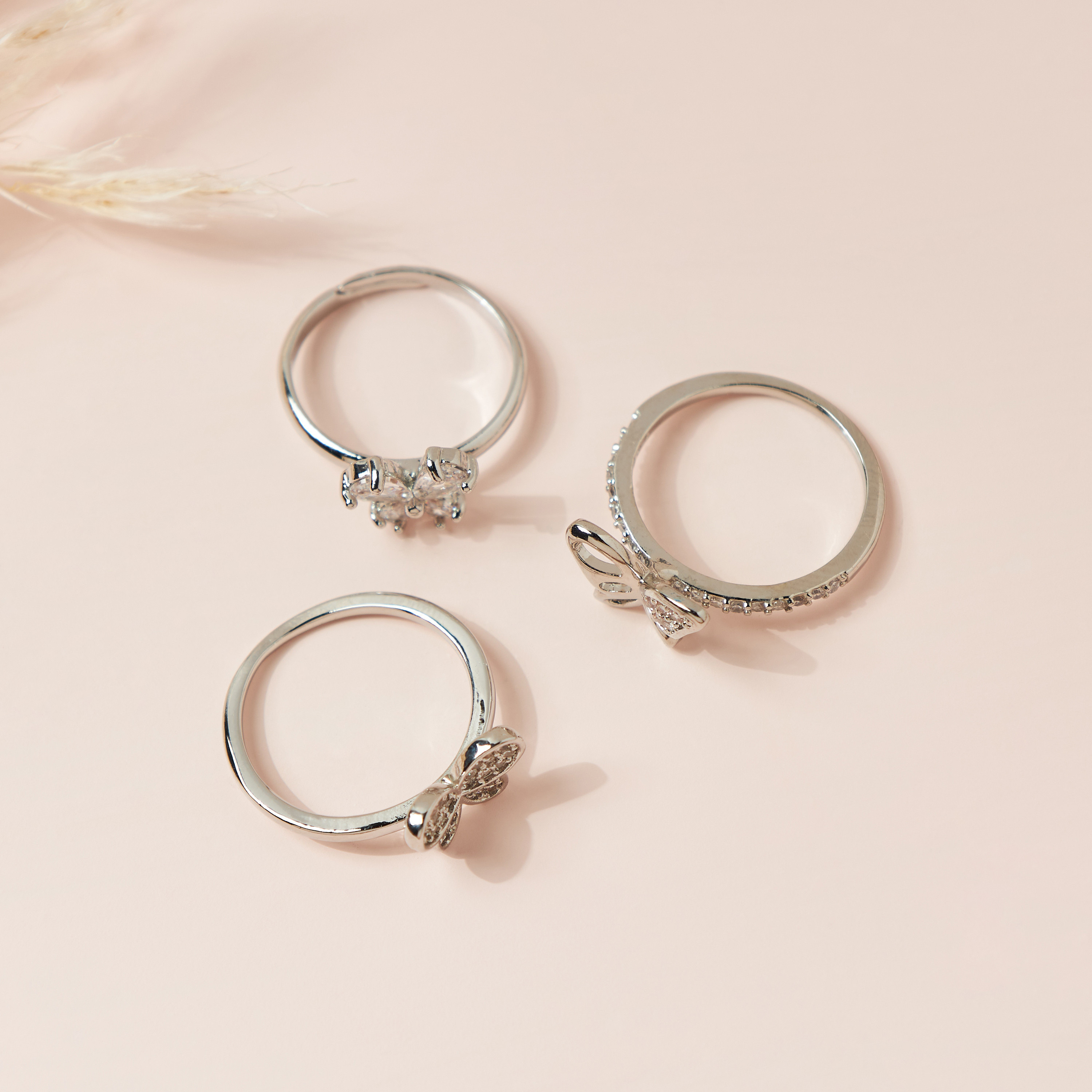 Charmz Studded Butterfly Accent Ring - Set of 3-girls-accessories-jewellery-image-2