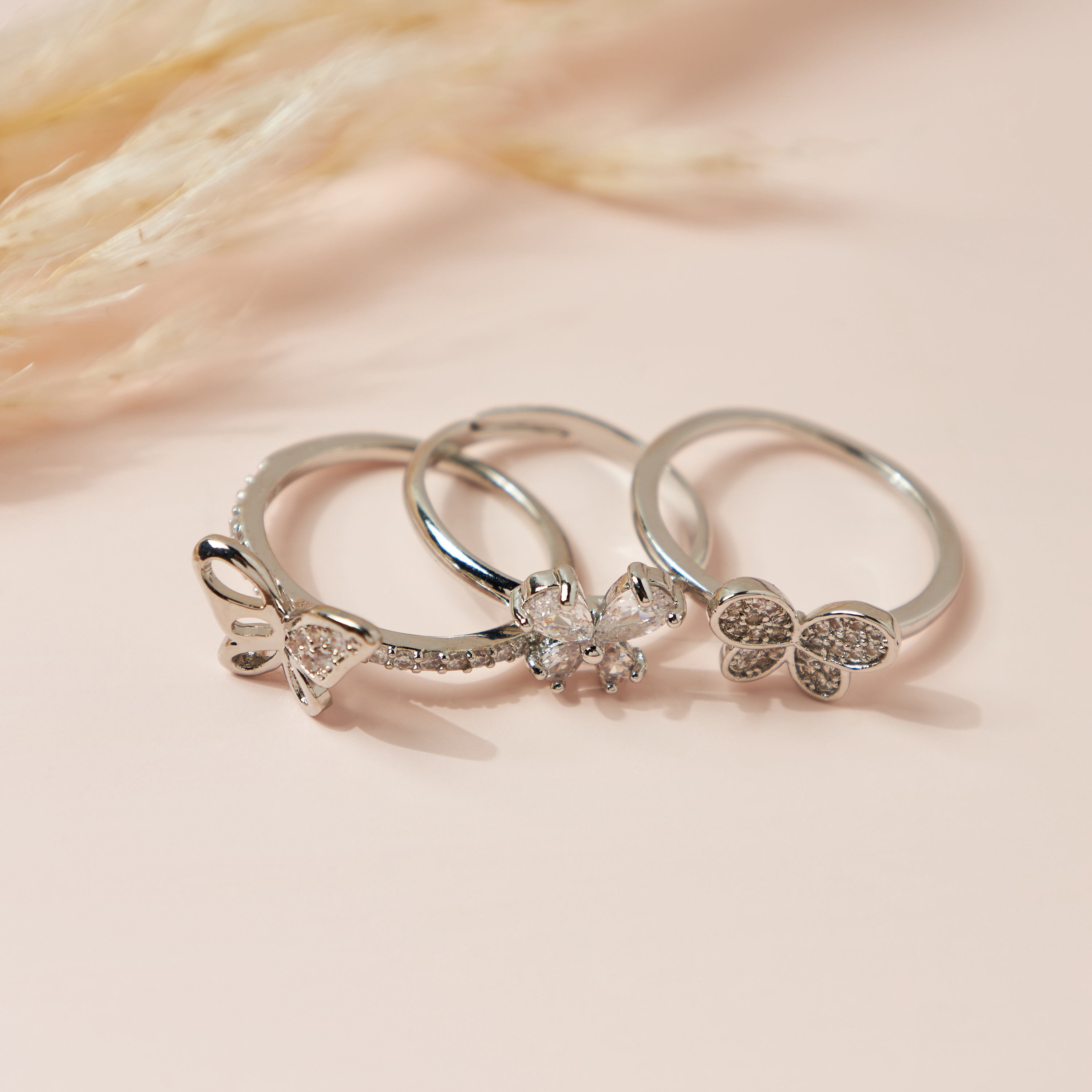 Charmz Studded Butterfly Accent Ring - Set of 3-girls-accessories-jewellery-image-3
