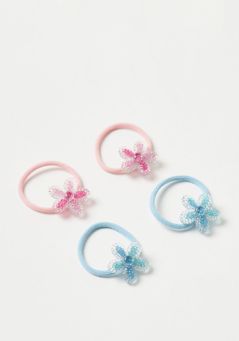 Charmz Floral Accented Hair Tie - Set of 4-Hair Accessories-image-0