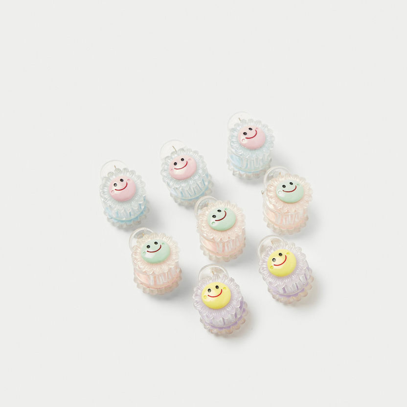 Charmz Smiley Print Claw Hair Clamp - Set of 8-Hair Accessories-image-1