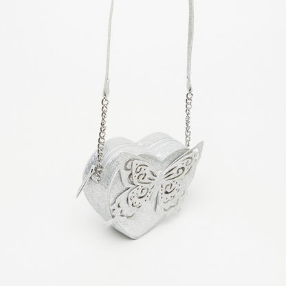 Little Missy Glittered Butterfly Accent Crossbody Bag with Laser Cut Detail-Girl%27s Bags-image-1