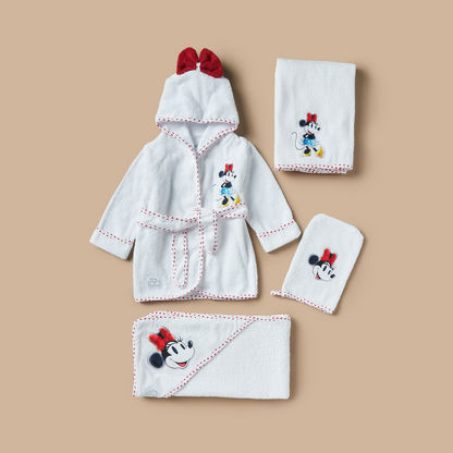Disney Minnie Mouse Embroidered Bathrobe with Belt Tie-Ups and Hood-Towels and Flannels-image-1