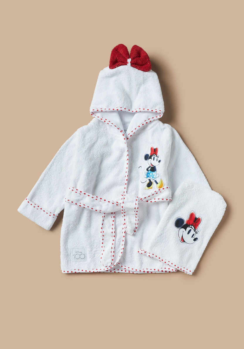 Disney Minnie Mouse Embroidered Bathrobe with Belt Tie-Ups and Hood-Towels and Flannels-image-2