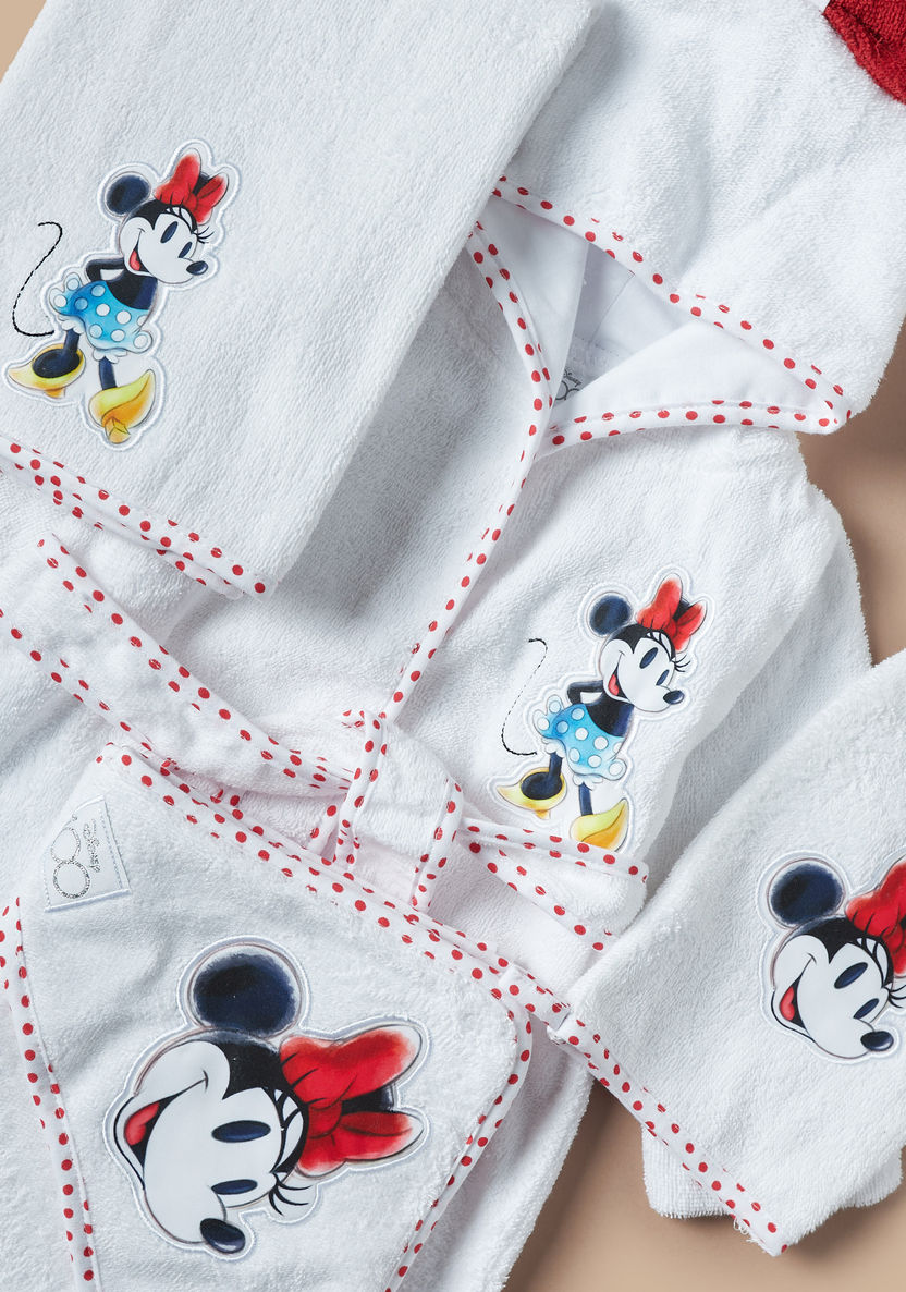 Disney Minnie Mouse Embroidered Bathrobe with Belt Tie-Ups and Hood-Towels and Flannels-image-4