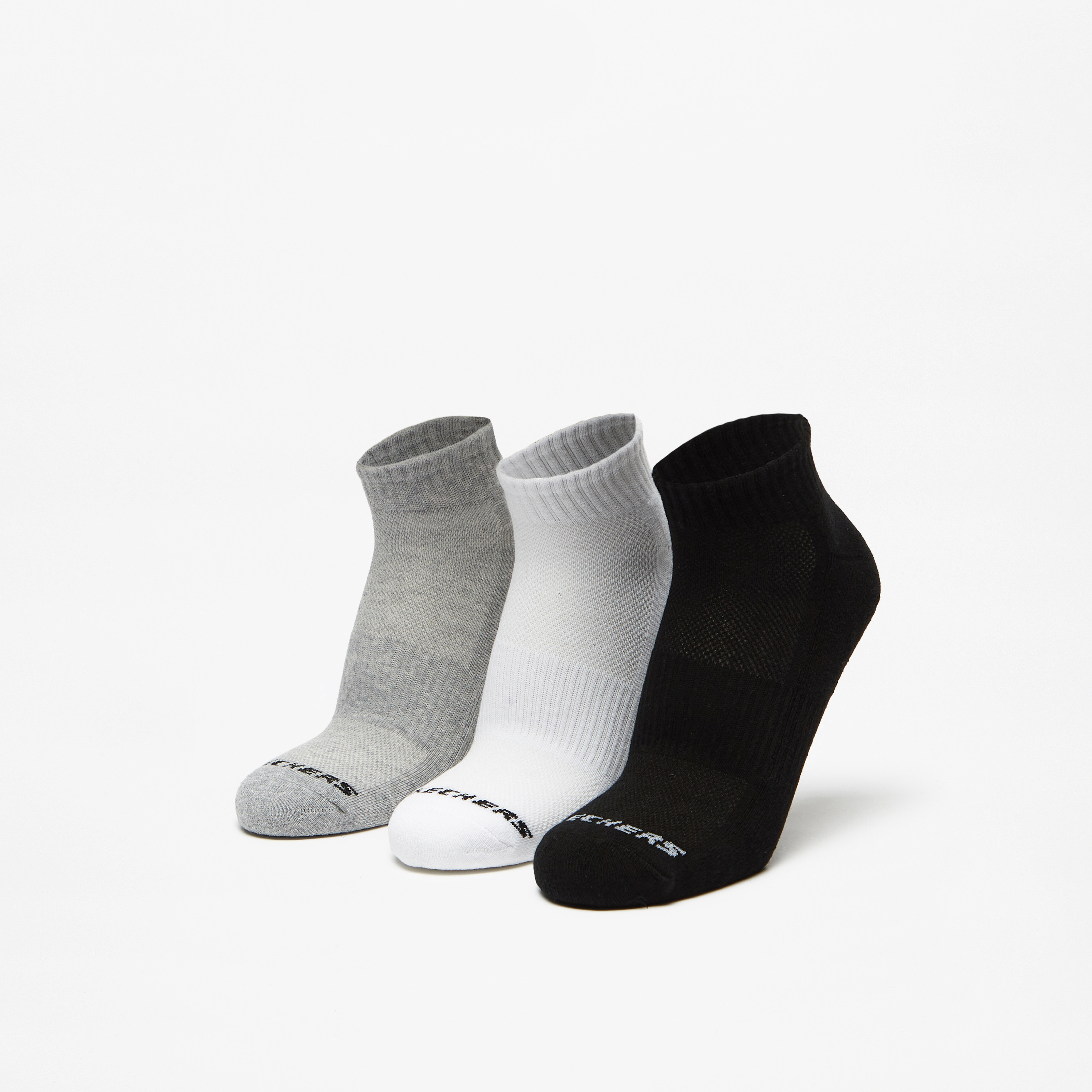 Skechers Logo Print Ankle Length Sports Socks - Set of 3-men-socks-image-1