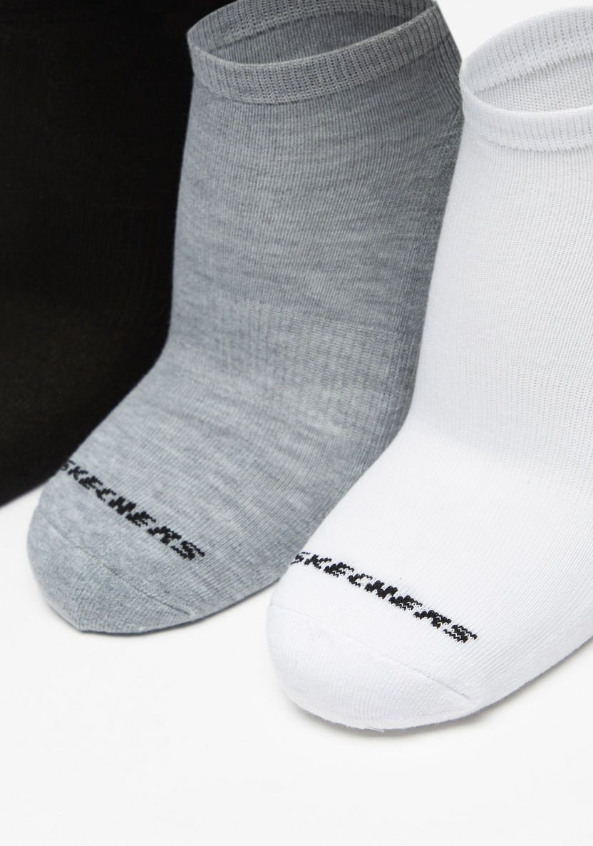 Skechers Logo Print Ankle Length Sports Socks - Set of 3-Men%27s Socks-image-1