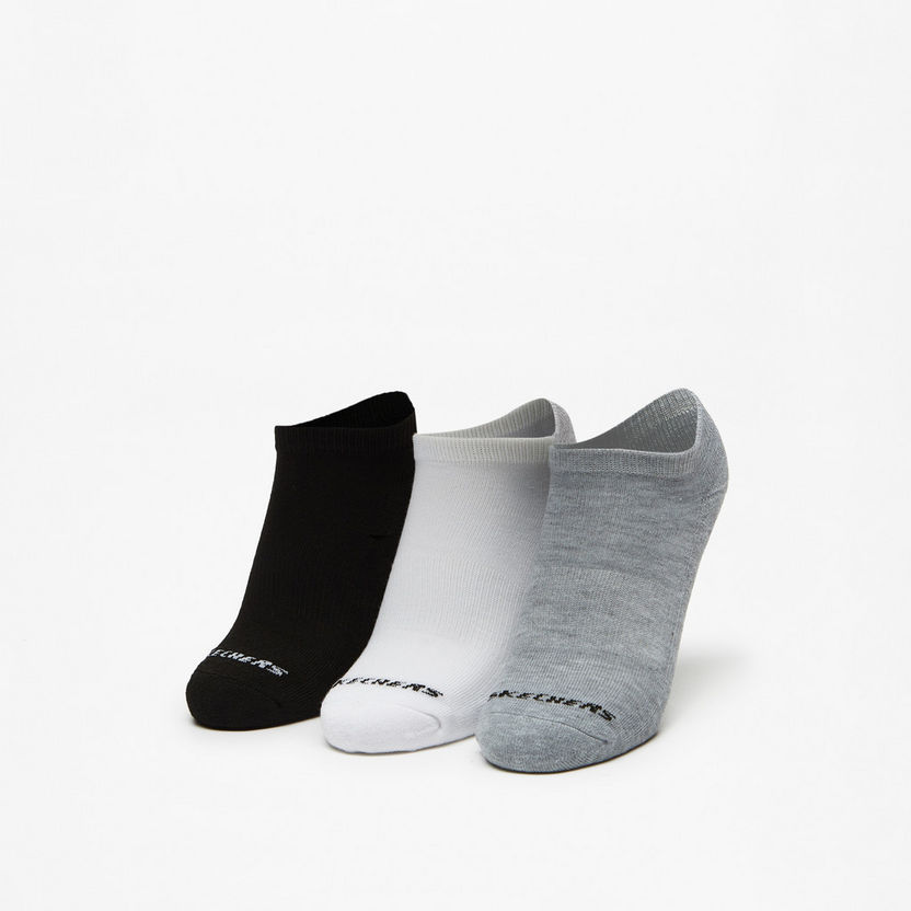 Skechers Logo Print Ankle Length Sports Socks - Set of 3-Women%27s Socks-image-0