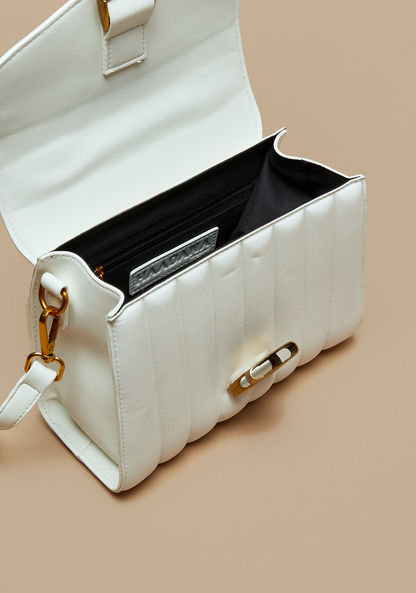 Haadana Quilted Satchel Bag with Buckle Closure and Top Handle-Women%27s Handbags-image-3
