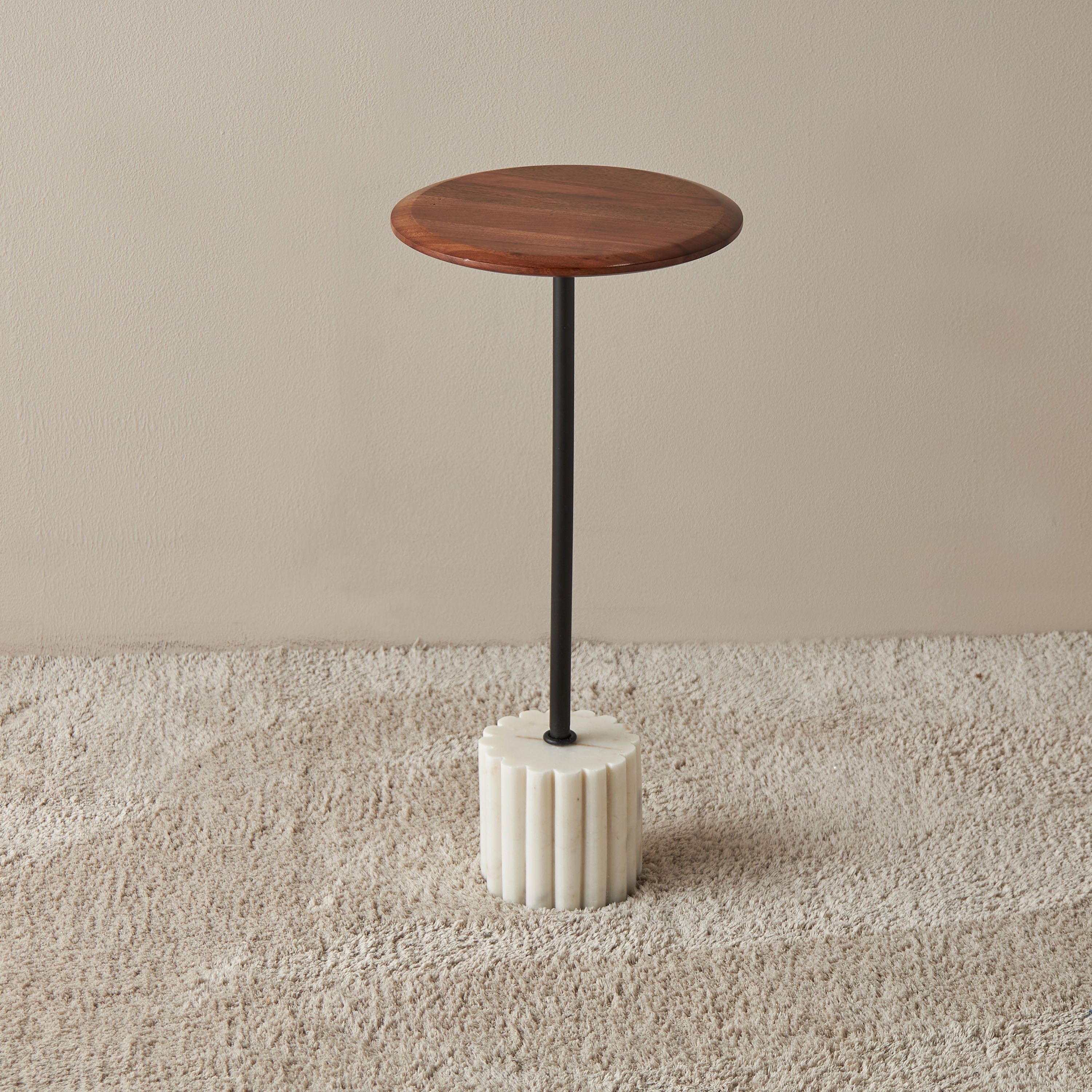 Wooden Round Top Accent Table - 26x55x26 cm-furniture-livingroom-sideandendtables-image-1