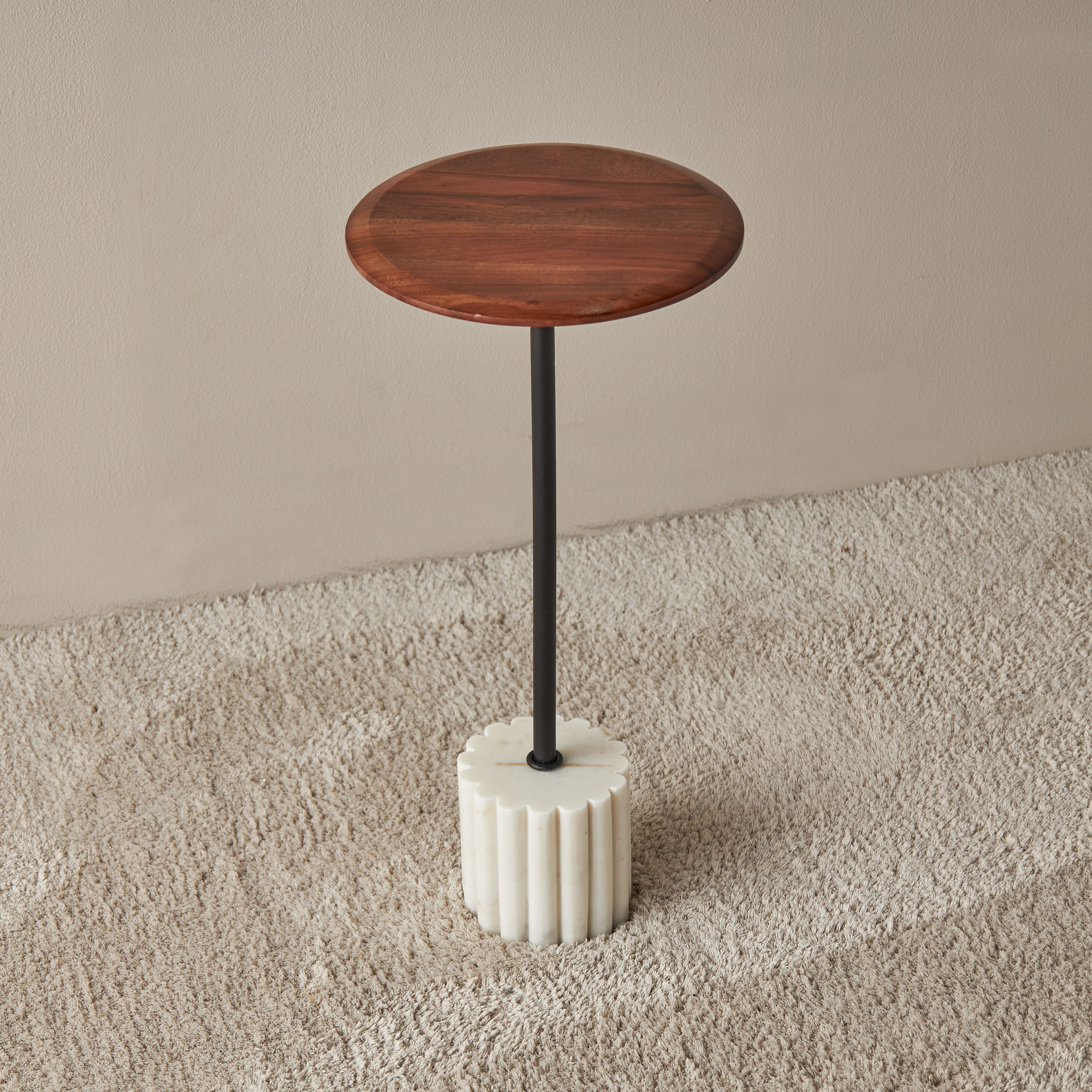 Wooden Round Top Accent Table - 26x55x26 cm-furniture-livingroom-sideandendtables-image-3