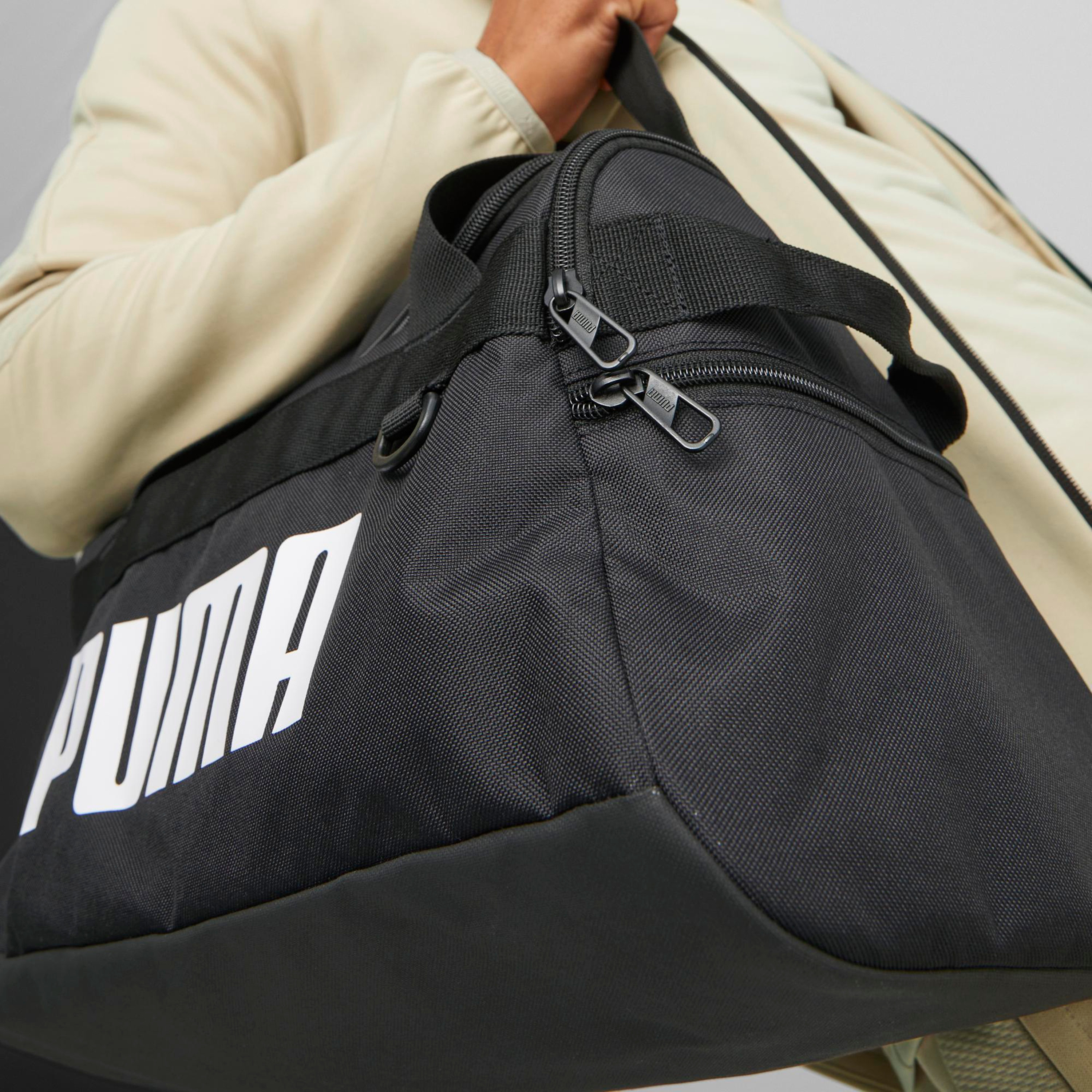 Puma Logo Challenger Duffel Bag with Zip Closure in Black-sports-gear-gym-image-5