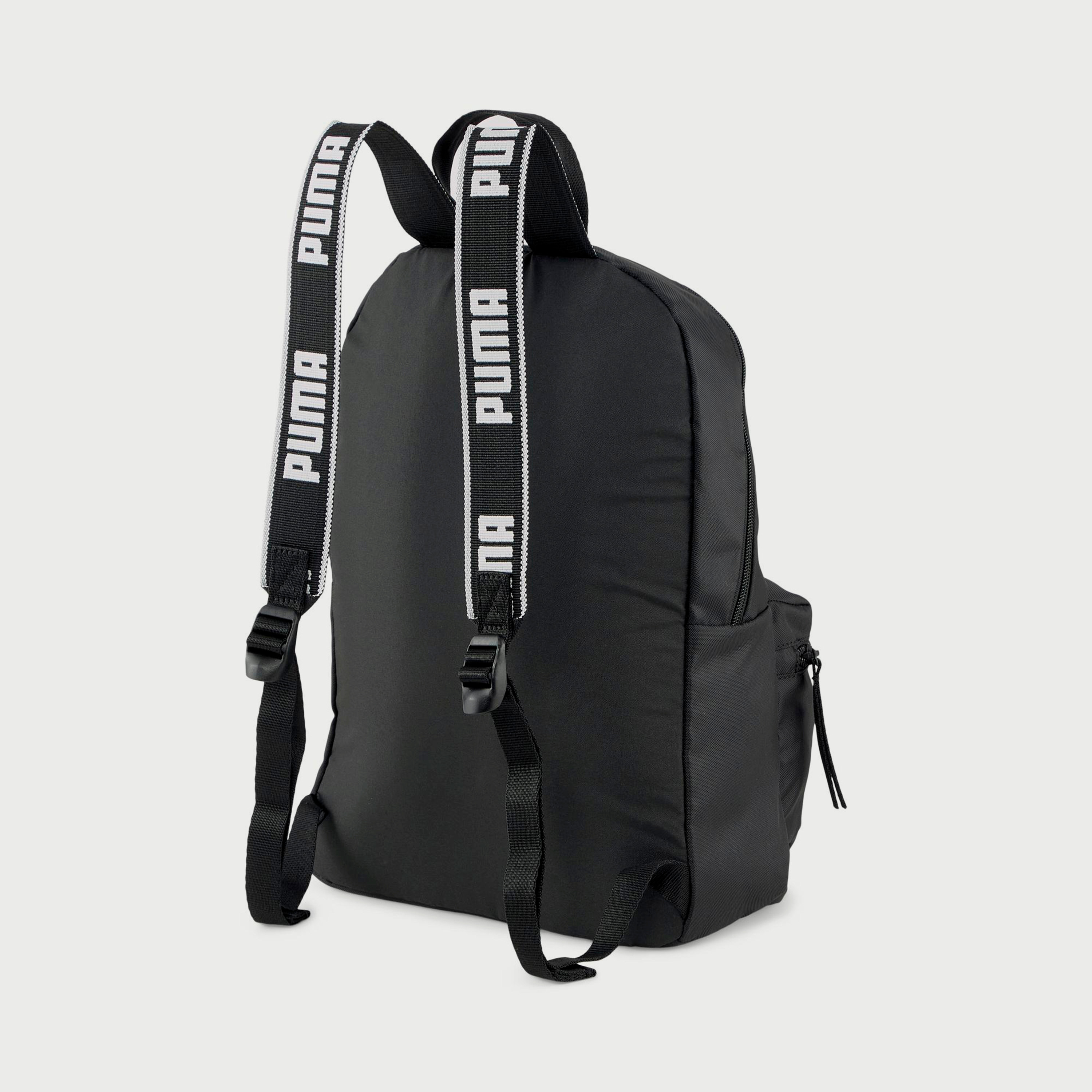 Puma Logo Core Base Backpack with Zip Closure in Black-school-bagsandbackpacks-backpacks-image-2