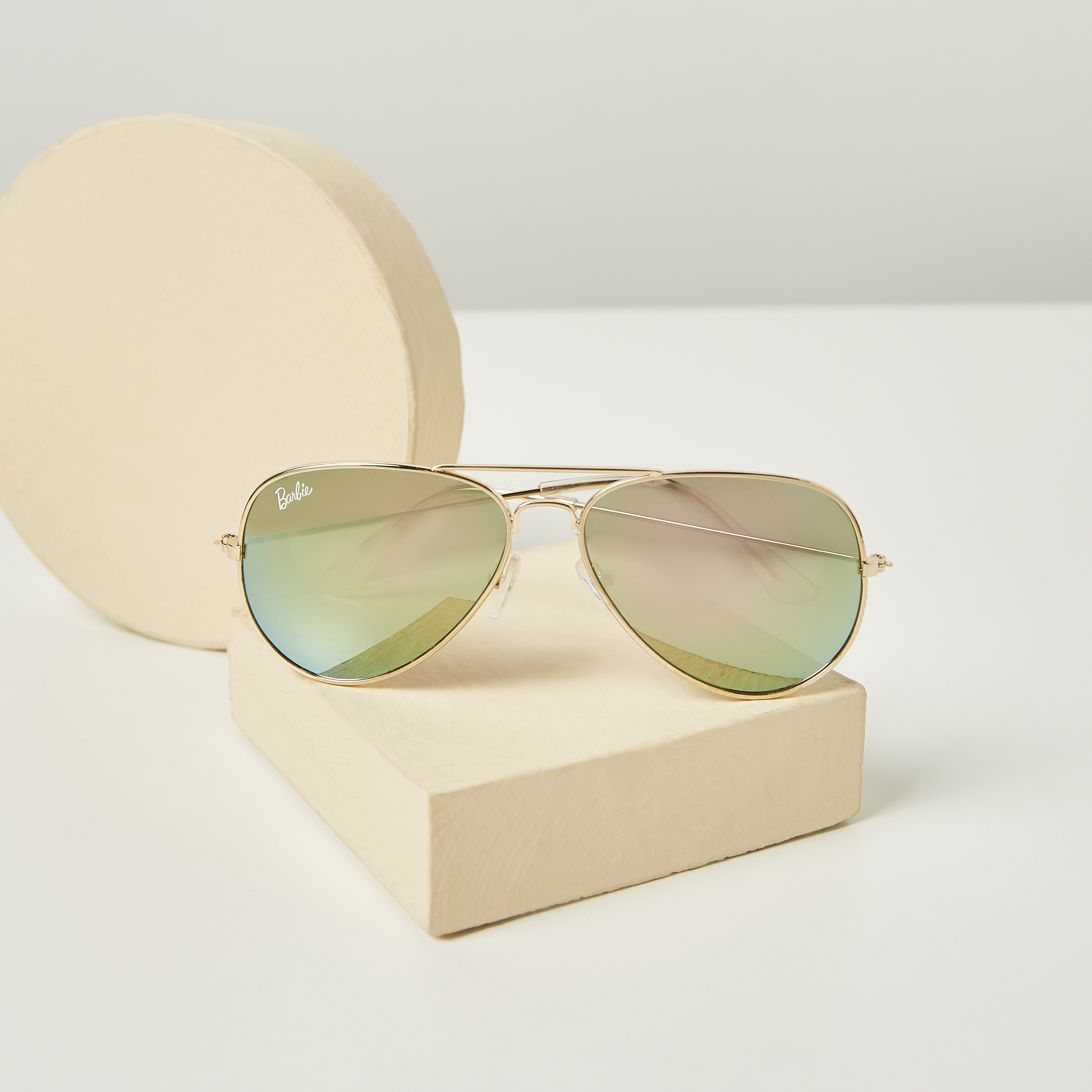 Barbie Print Tinted Aviator Sunglasses with Metallic Rim and Nose Pads-girls-accessories-sunglasses-image-1