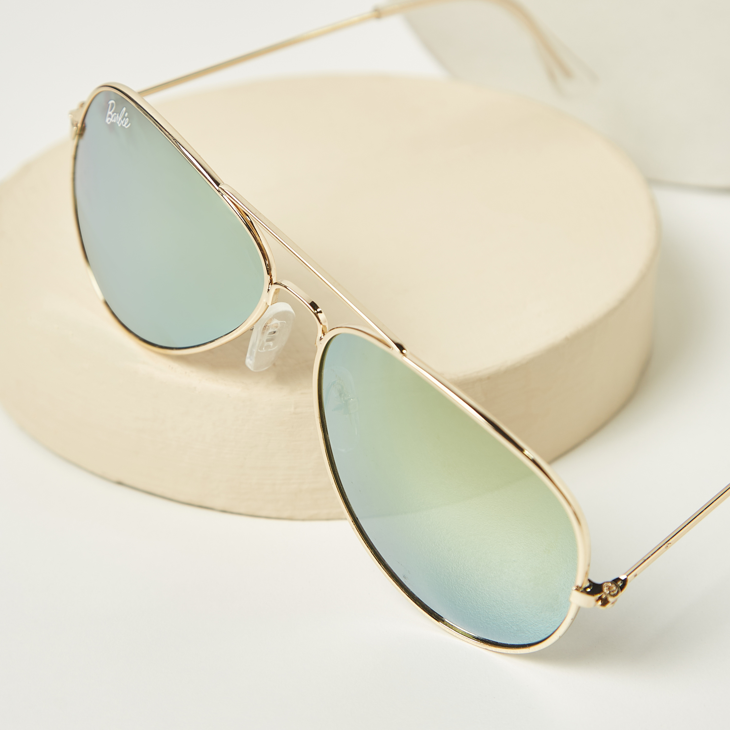 Barbie Print Tinted Aviator Sunglasses with Metallic Rim and Nose Pads-girls-accessories-sunglasses-image-3