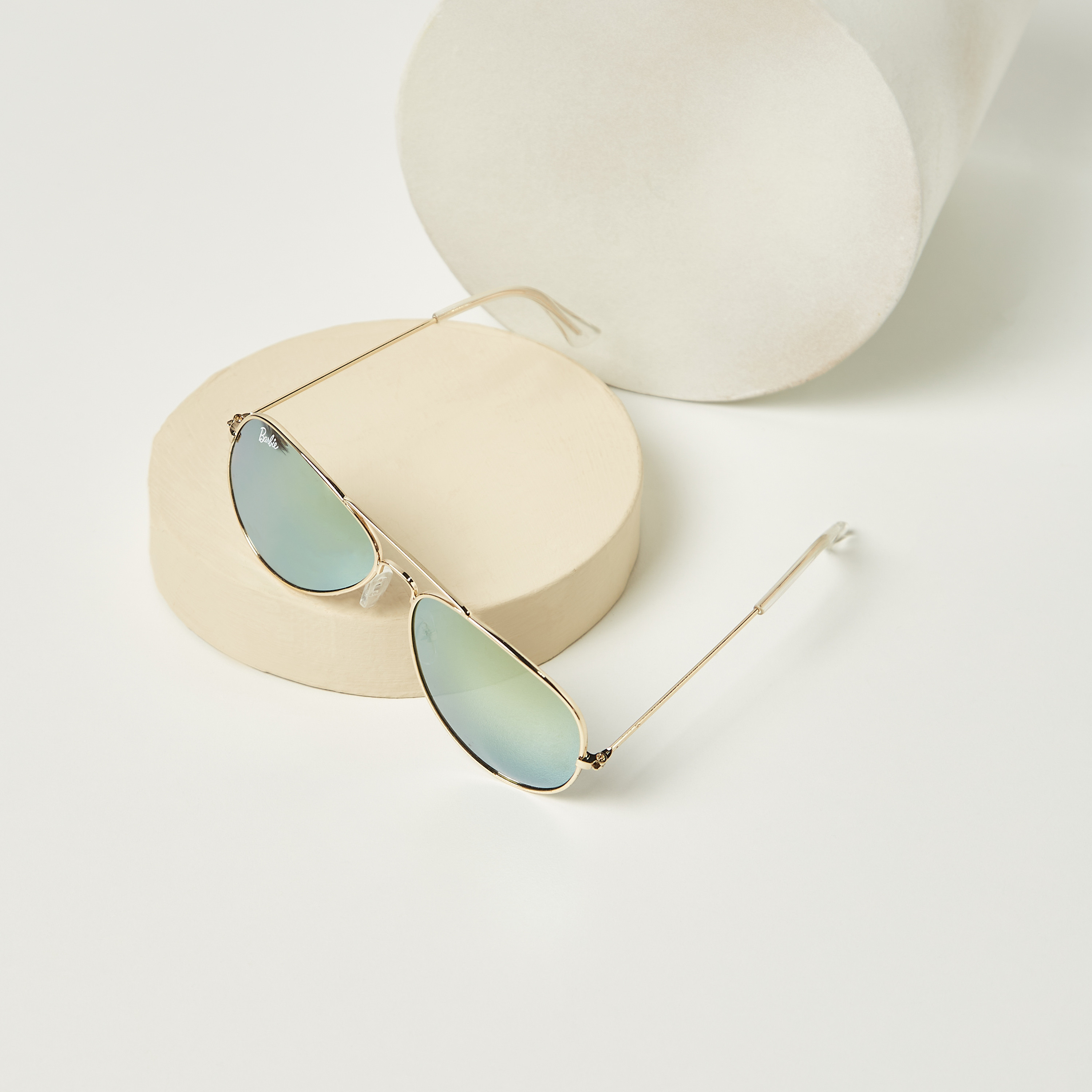 Barbie Print Tinted Aviator Sunglasses with Metallic Rim and Nose Pads-girls-accessories-sunglasses-image-4