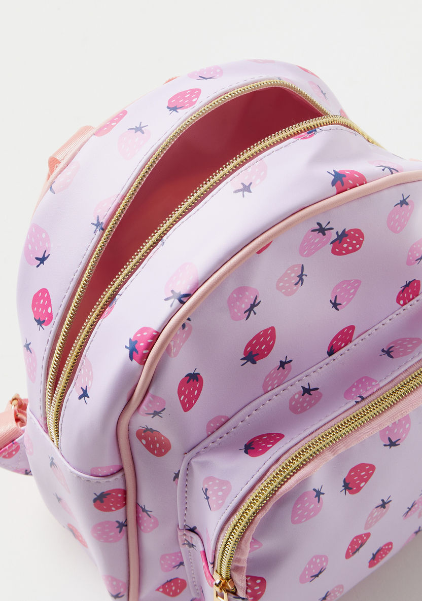 Charmz Strawberry Print Backpack with Pouch-Bags and Backpacks-image-3