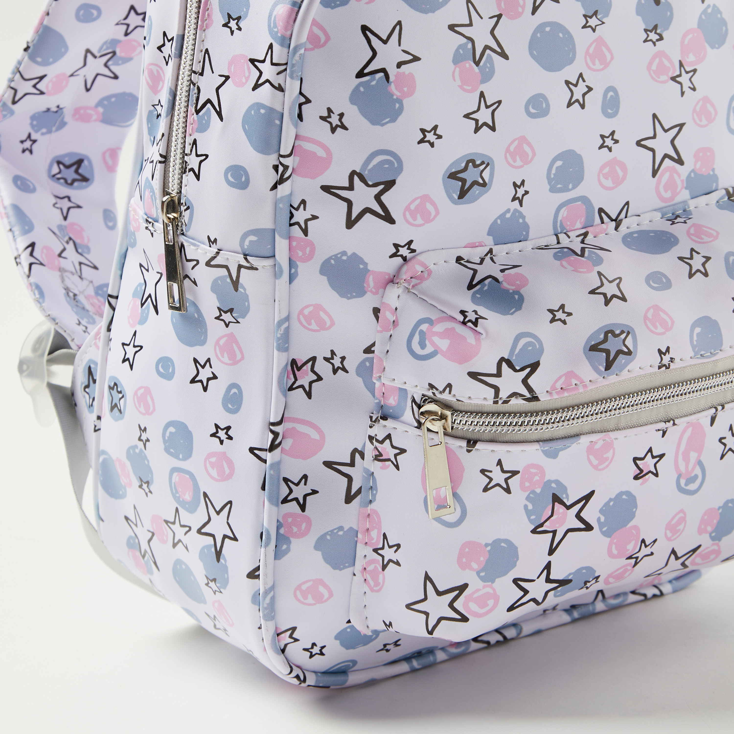 Charmz Star Print Backpack with Zip Closure-girls-accessories-bags-image-2