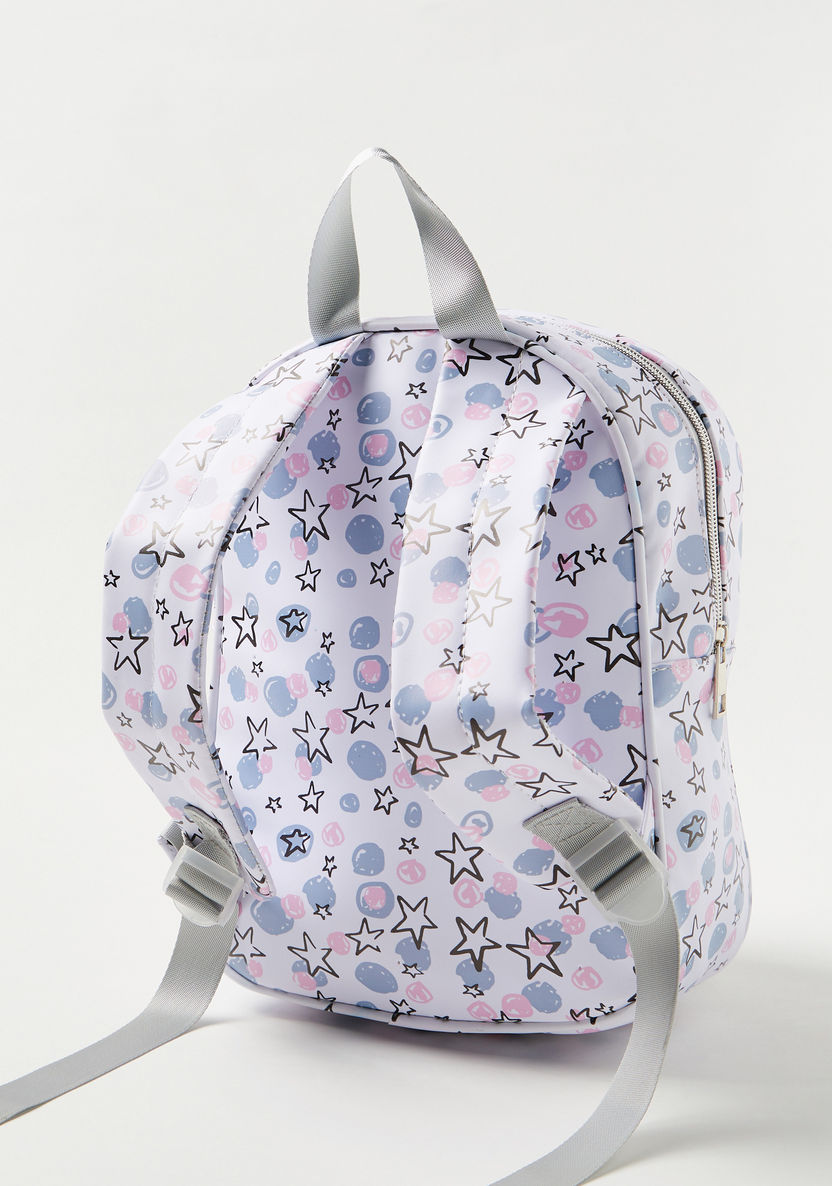 Charmz Star Print Backpack with Zip Closure-Bags and Backpacks-image-2