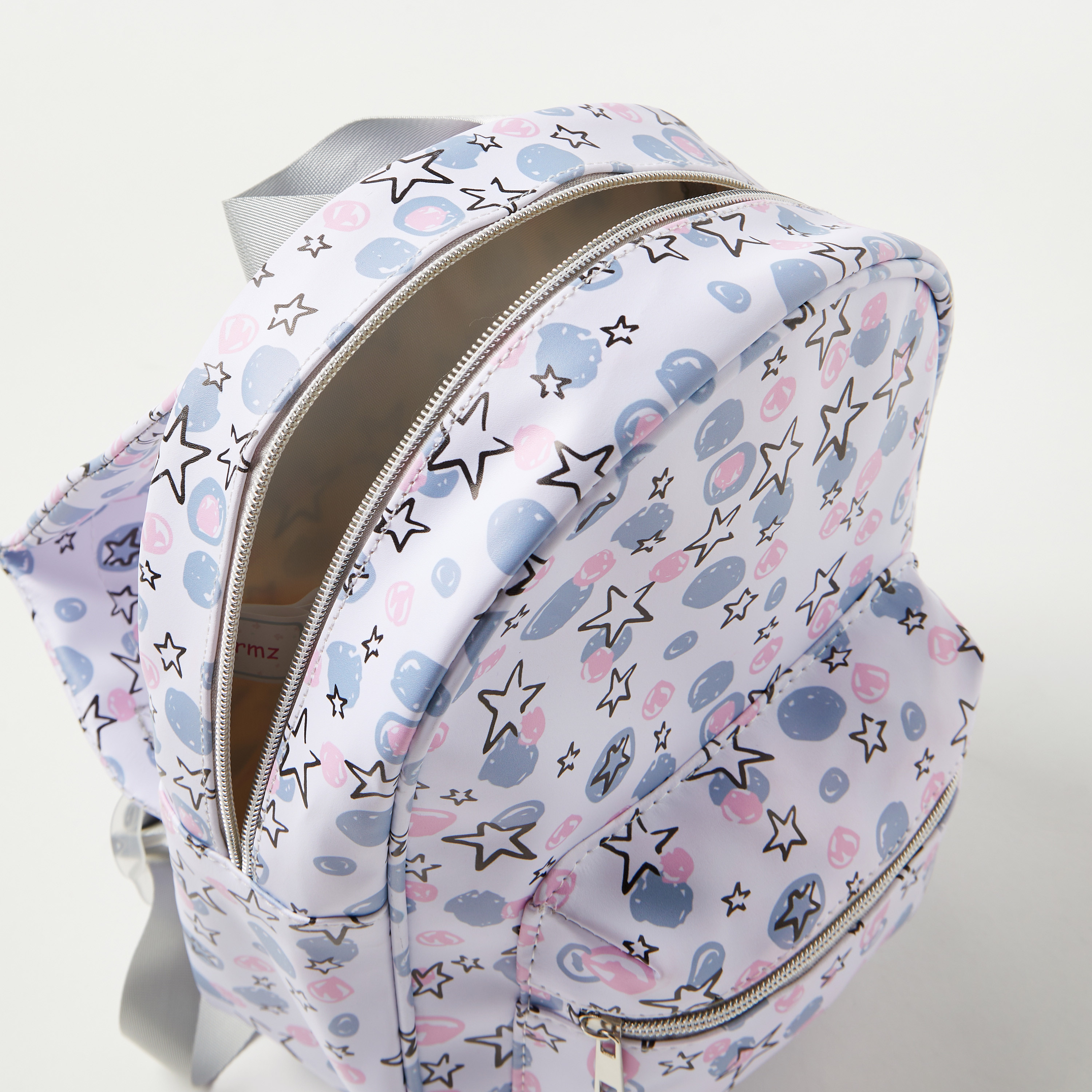 Charmz Star Print Backpack with Zip Closure-girls-accessories-bags-image-4