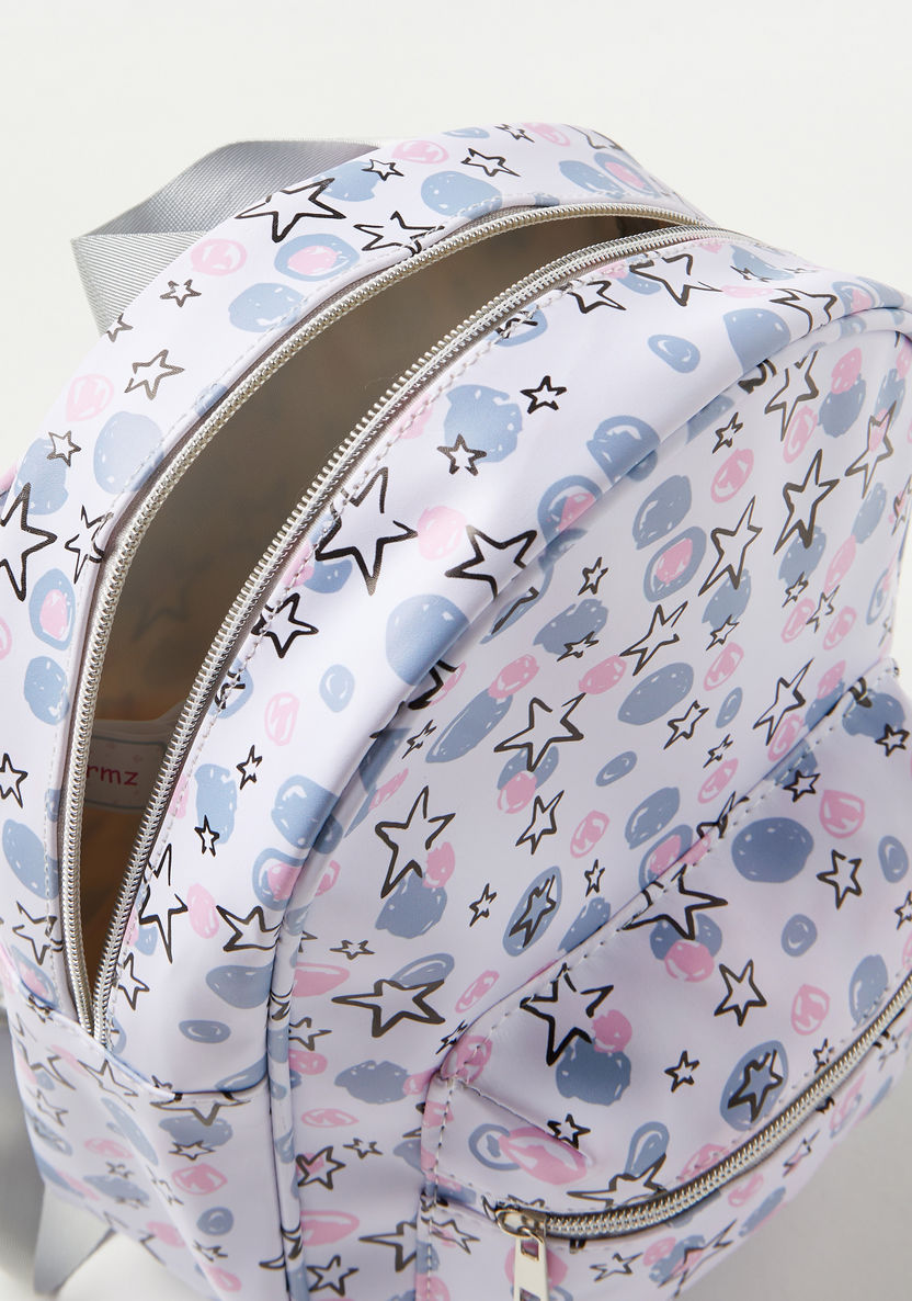 Charmz Star Print Backpack with Zip Closure-Bags and Backpacks-image-3