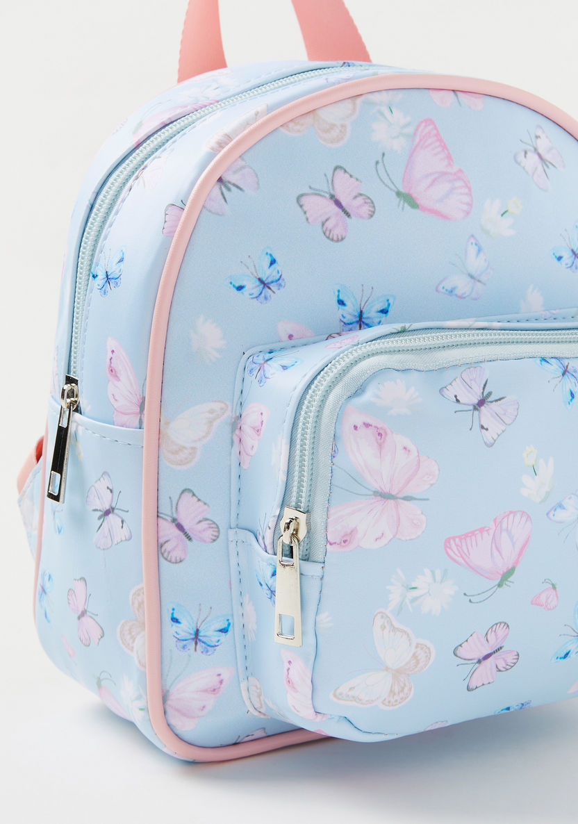 Charmz Butterfly Print Backpack with Zip Closure-Bags and Backpacks-image-1