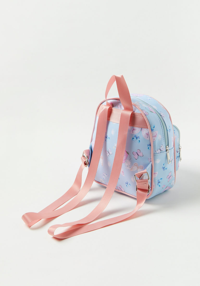 Charmz Butterfly Print Backpack with Zip Closure-Bags and Backpacks-image-2
